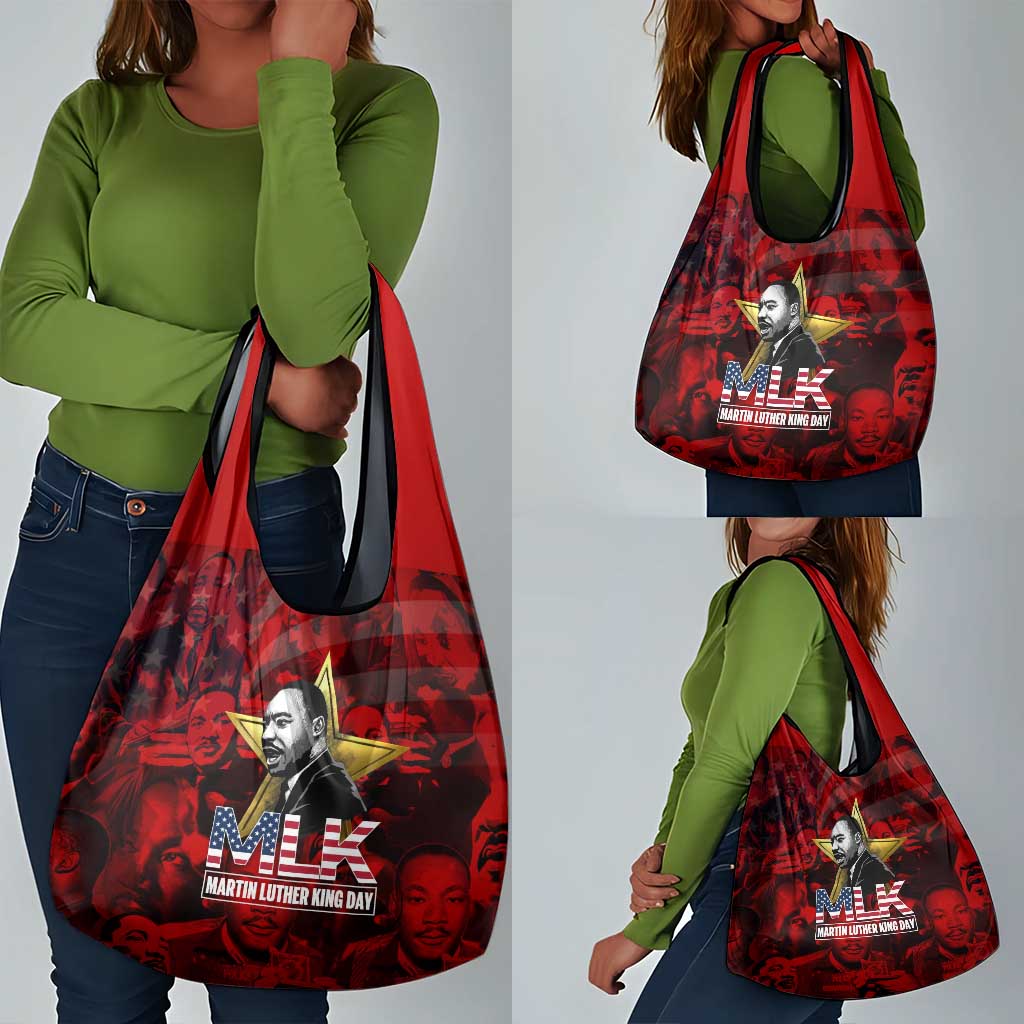 MLK Day Grocery Bag Martin Luther King Jr Tribute American Flag Lettering - Wonder Print Shop