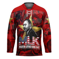 MLK Day Hockey Jersey Martin Luther King Jr Tribute American Flag Lettering - Wonder Print Shop