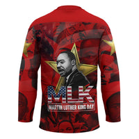 MLK Day Hockey Jersey Martin Luther King Jr Tribute American Flag Lettering - Wonder Print Shop