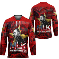 MLK Day Hockey Jersey Martin Luther King Jr Tribute American Flag Lettering - Wonder Print Shop