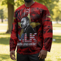 MLK Day Hockey Jersey Martin Luther King Jr Tribute American Flag Lettering - Wonder Print Shop