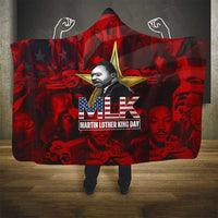 MLK Day Hooded Blanket Martin Luther King Jr Tribute American Flag Lettering - Wonder Print Shop