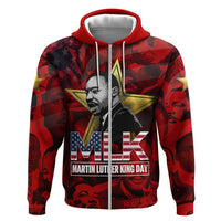 MLK Day Hoodie Martin Luther King Jr Tribute American Flag Lettering - Wonder Print Shop