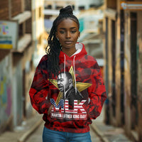 MLK Day Hoodie Martin Luther King Jr Tribute American Flag Lettering - Wonder Print Shop