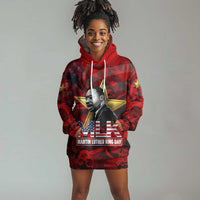 MLK Day Hoodie Dress Martin Luther King Jr Tribute American Flag Lettering - Wonder Print Shop