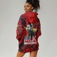 MLK Day Hoodie Dress Martin Luther King Jr Tribute American Flag Lettering - Wonder Print Shop