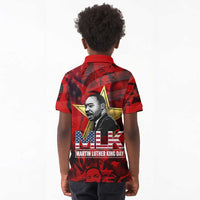 MLK Day Kid Polo Shirt Martin Luther King Jr Tribute American Flag Lettering TS04