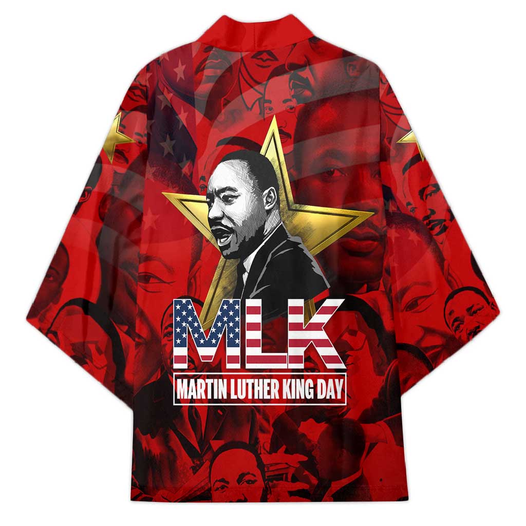 MLK Day Kimono Martin Luther King Jr Tribute American Flag Lettering - Wonder Print Shop