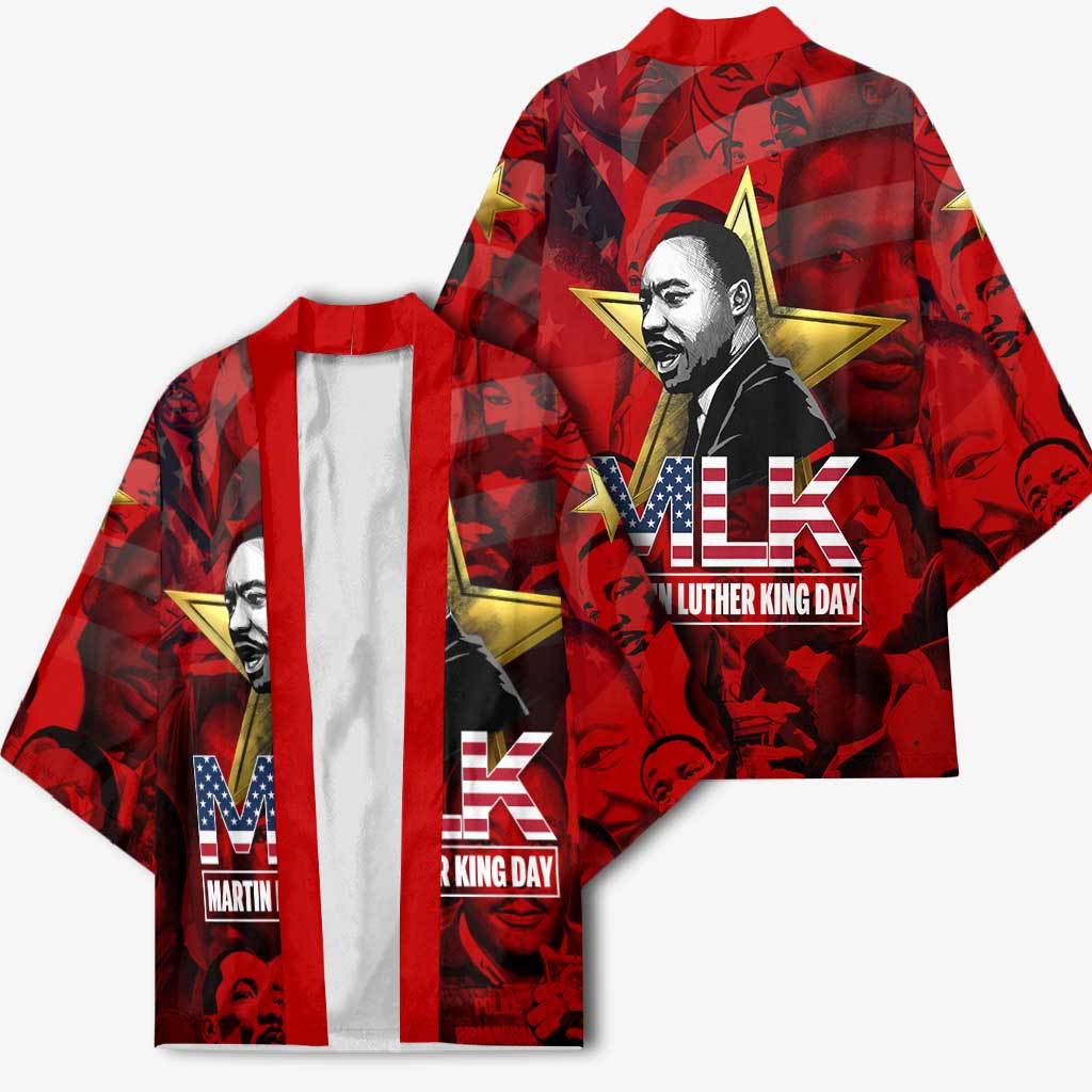 MLK Day Kimono Martin Luther King Jr Tribute American Flag Lettering - Wonder Print Shop
