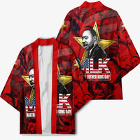 MLK Day Kimono Martin Luther King Jr Tribute American Flag Lettering - Wonder Print Shop