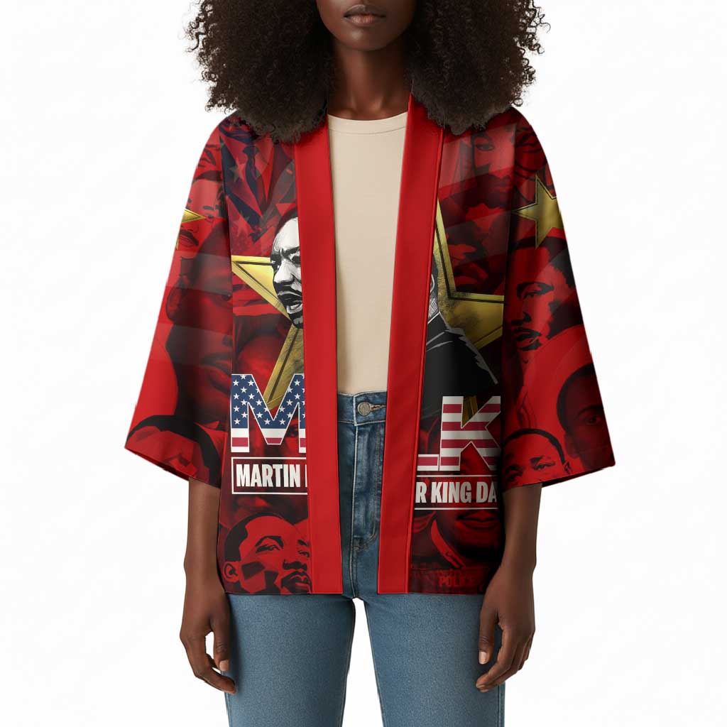 MLK Day Kimono Martin Luther King Jr Tribute American Flag Lettering - Wonder Print Shop