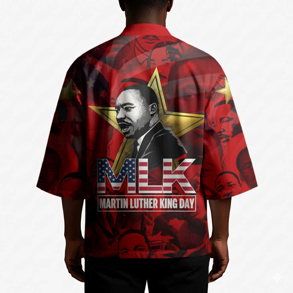 MLK Day Kimono Martin Luther King Jr Tribute American Flag Lettering - Wonder Print Shop