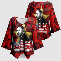 MLK Day Kimono Sleeve Blouse Martin Luther King Jr Tribute American Flag Lettering - Wonder Print Shop