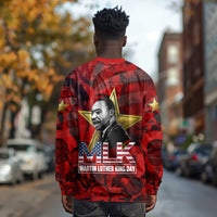 MLK Day Long Sleeve Shirt Martin Luther King Jr Tribute American Flag Lettering - Wonder Print Shop