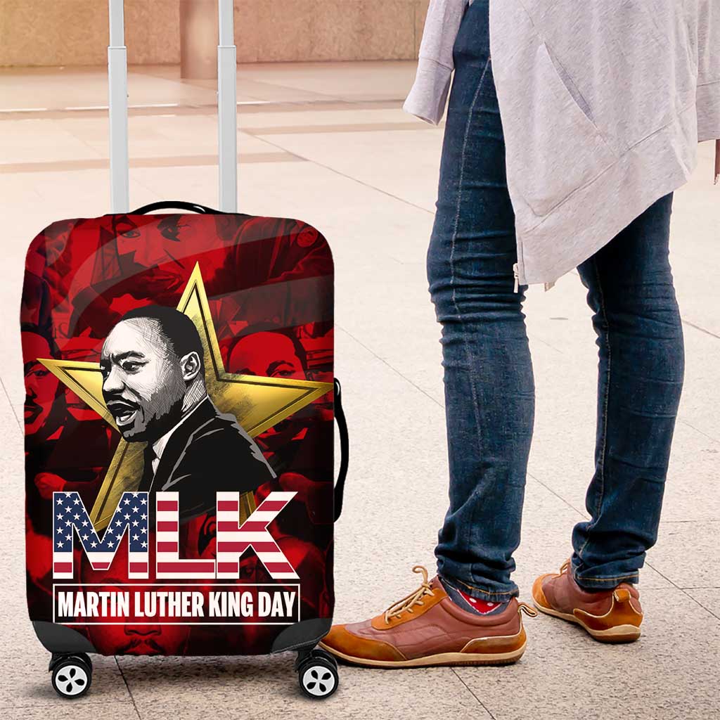 MLK Day Luggage Cover Martin Luther King Jr Tribute American Flag Lettering - Wonder Print Shop
