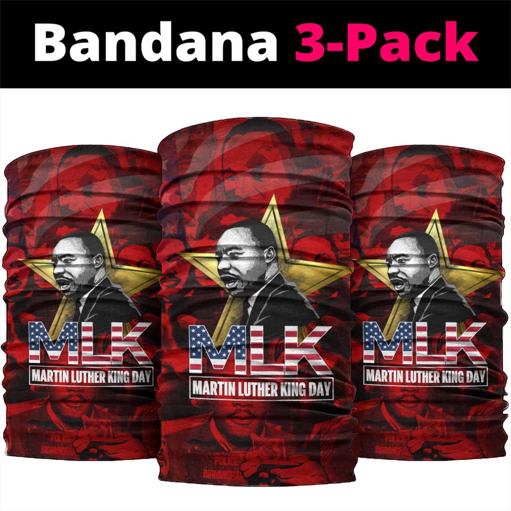 MLK Day Neck Gaiter Martin Luther King Jr Tribute American Flag Lettering - Wonder Print Shop
