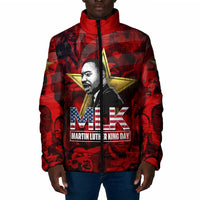 MLK Day Padded Jacket Martin Luther King Jr Tribute American Flag Lettering - Wonder Print Shop