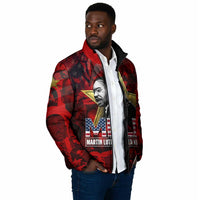 MLK Day Padded Jacket Martin Luther King Jr Tribute American Flag Lettering - Wonder Print Shop
