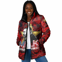 MLK Day Padded Jacket Martin Luther King Jr Tribute American Flag Lettering - Wonder Print Shop