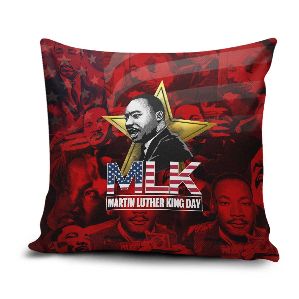MLK Day Pillow Cover Martin Luther King Jr Tribute American Flag Lettering - Wonder Print Shop