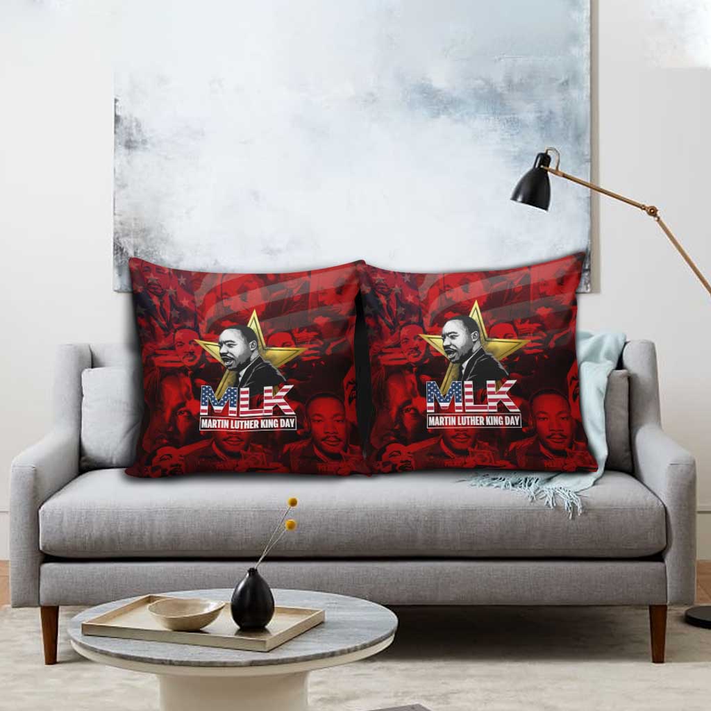 MLK Day Pillow Cover Martin Luther King Jr Tribute American Flag Lettering - Wonder Print Shop