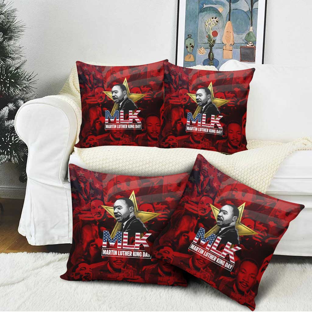 MLK Day Pillow Cover Martin Luther King Jr Tribute American Flag Lettering - Wonder Print Shop