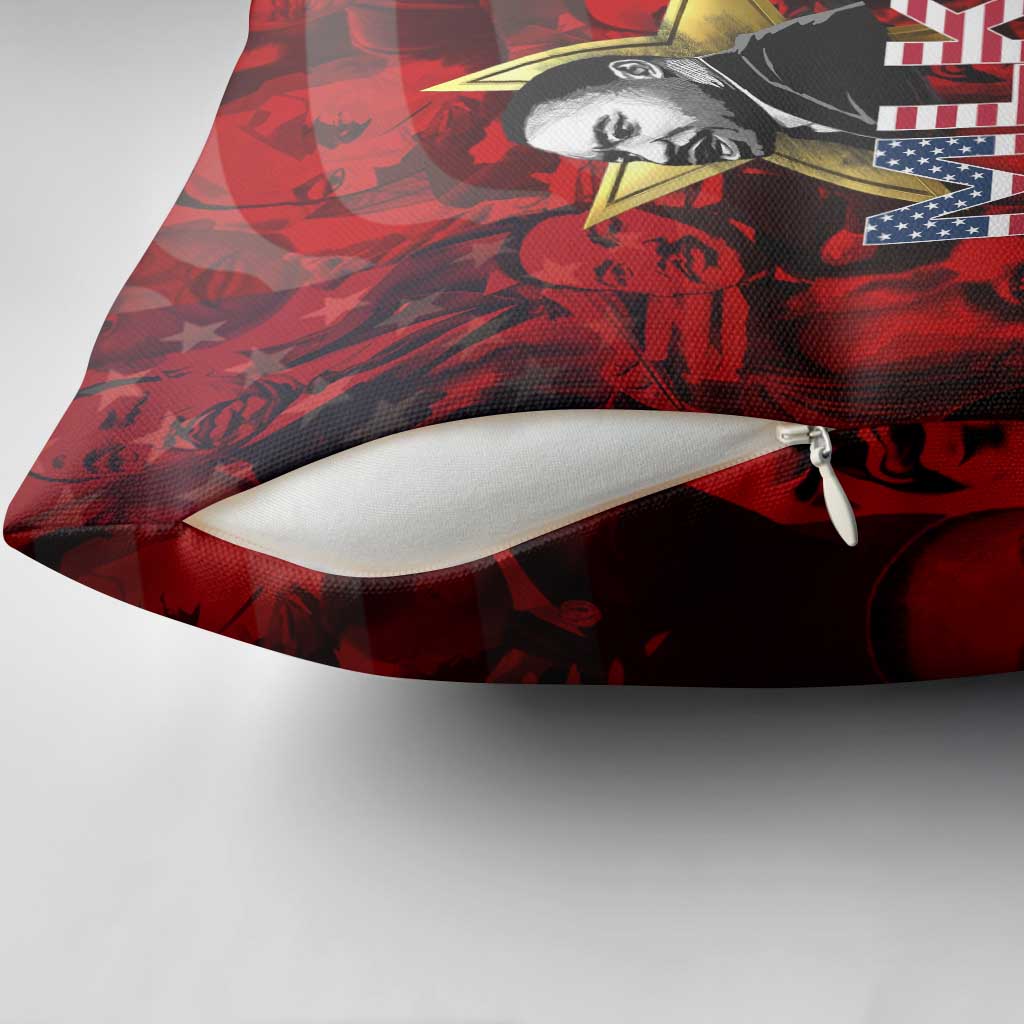MLK Day Pillow Cover Martin Luther King Jr Tribute American Flag Lettering - Wonder Print Shop