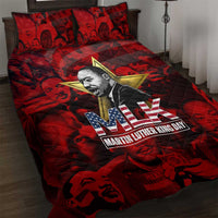 MLK Day Quilt Bed Set Martin Luther King Jr Tribute American Flag Lettering - Wonder Print Shop