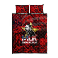 MLK Day Quilt Bed Set Martin Luther King Jr Tribute American Flag Lettering - Wonder Print Shop