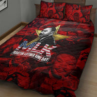 MLK Day Quilt Bed Set Martin Luther King Jr Tribute American Flag Lettering - Wonder Print Shop