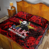 MLK Day Quilt Bed Set Martin Luther King Jr Tribute American Flag Lettering - Wonder Print Shop