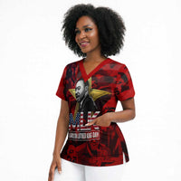 MLK Day Scrub Top Martin Luther King Jr Tribute American Flag Lettering - Wonder Print Shop