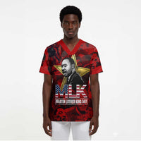 MLK Day Scrub Top Martin Luther King Jr Tribute American Flag Lettering - Wonder Print Shop