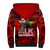 MLK Day Sherpa Hoodie Martin Luther King Jr Tribute American Flag Lettering - Wonder Print Shop