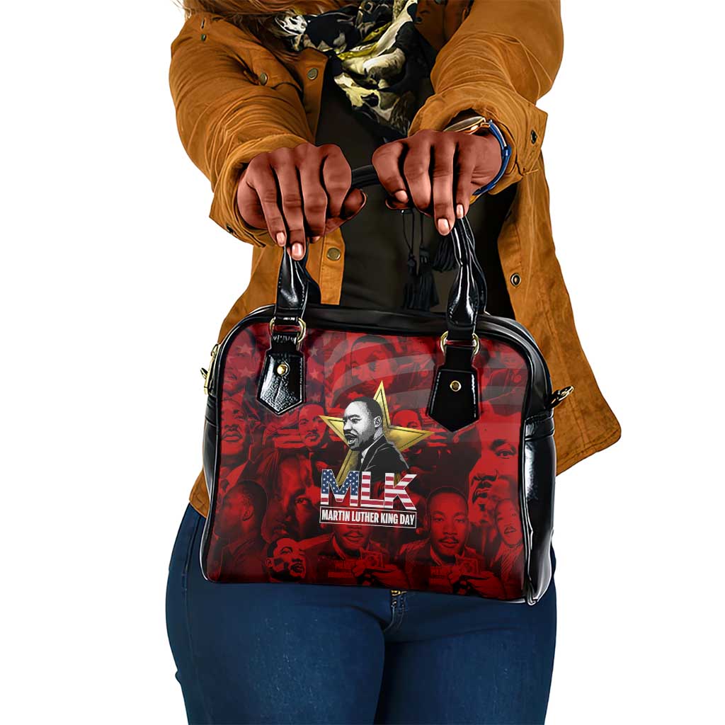 MLK Day Shoulder Handbag Martin Luther King Jr Tribute American Flag Lettering - Wonder Print Shop