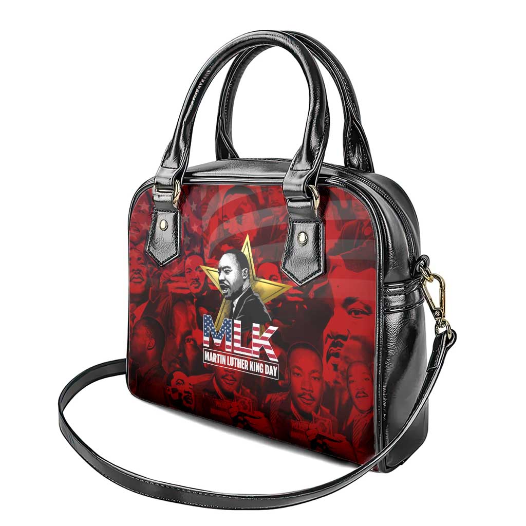 MLK Day Shoulder Handbag Martin Luther King Jr Tribute American Flag Lettering - Wonder Print Shop