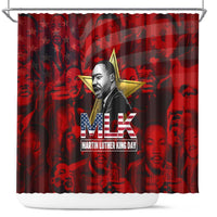 MLK Day Shower Curtain Martin Luther King Jr Tribute American Flag Lettering - Wonder Print Shop