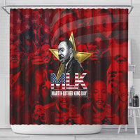 MLK Day Shower Curtain Martin Luther King Jr Tribute American Flag Lettering - Wonder Print Shop