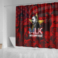 MLK Day Shower Curtain Martin Luther King Jr Tribute American Flag Lettering - Wonder Print Shop