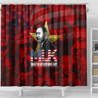 MLK Day Shower Curtain Martin Luther King Jr Tribute American Flag Lettering - Wonder Print Shop