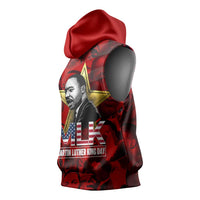MLK Day Sleeveless Hoodie Martin Luther King Jr Tribute American Flag Lettering - Wonder Print Shop