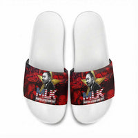 MLK Day Slide Sandals Martin Luther King Jr Tribute American Flag Lettering - Wonder Print Shop