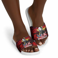 MLK Day Slide Sandals Martin Luther King Jr Tribute American Flag Lettering - Wonder Print Shop