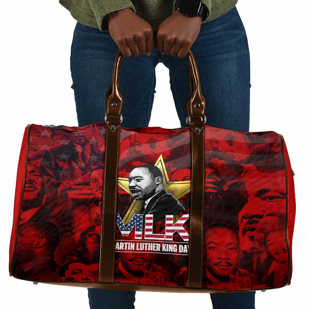 MLK Day Travel Bag Martin Luther King Jr Tribute American Flag Lettering - Wonder Print Shop