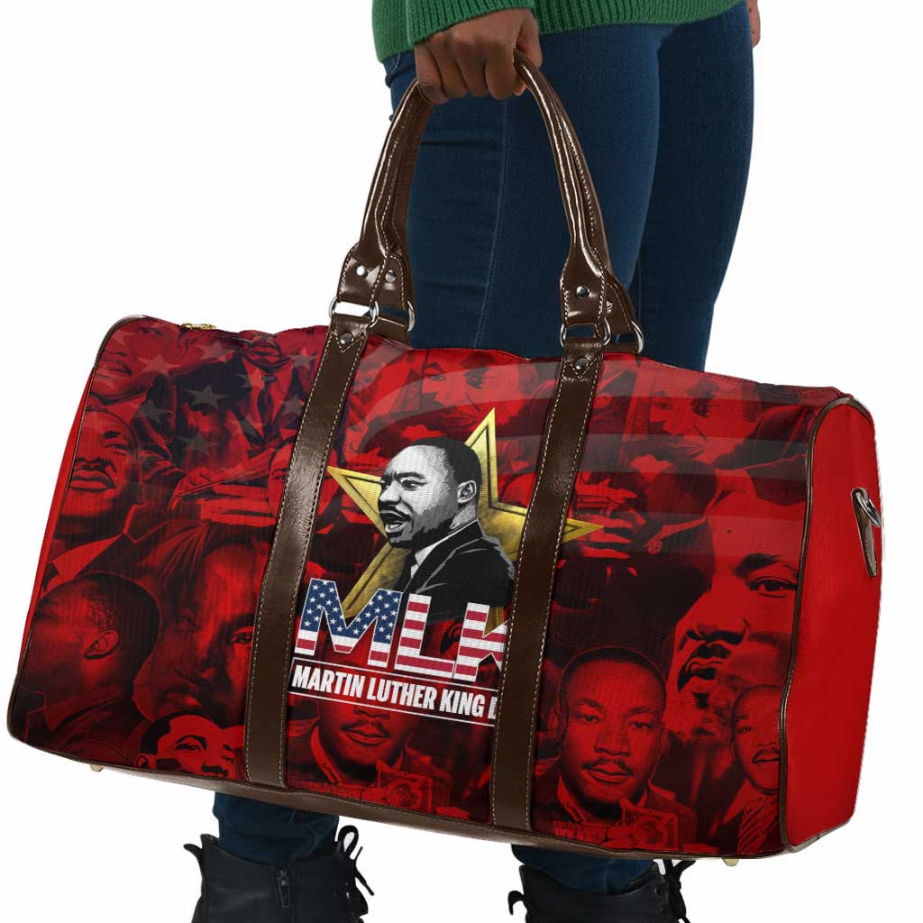 MLK Day Travel Bag Martin Luther King Jr Tribute American Flag Lettering - Wonder Print Shop
