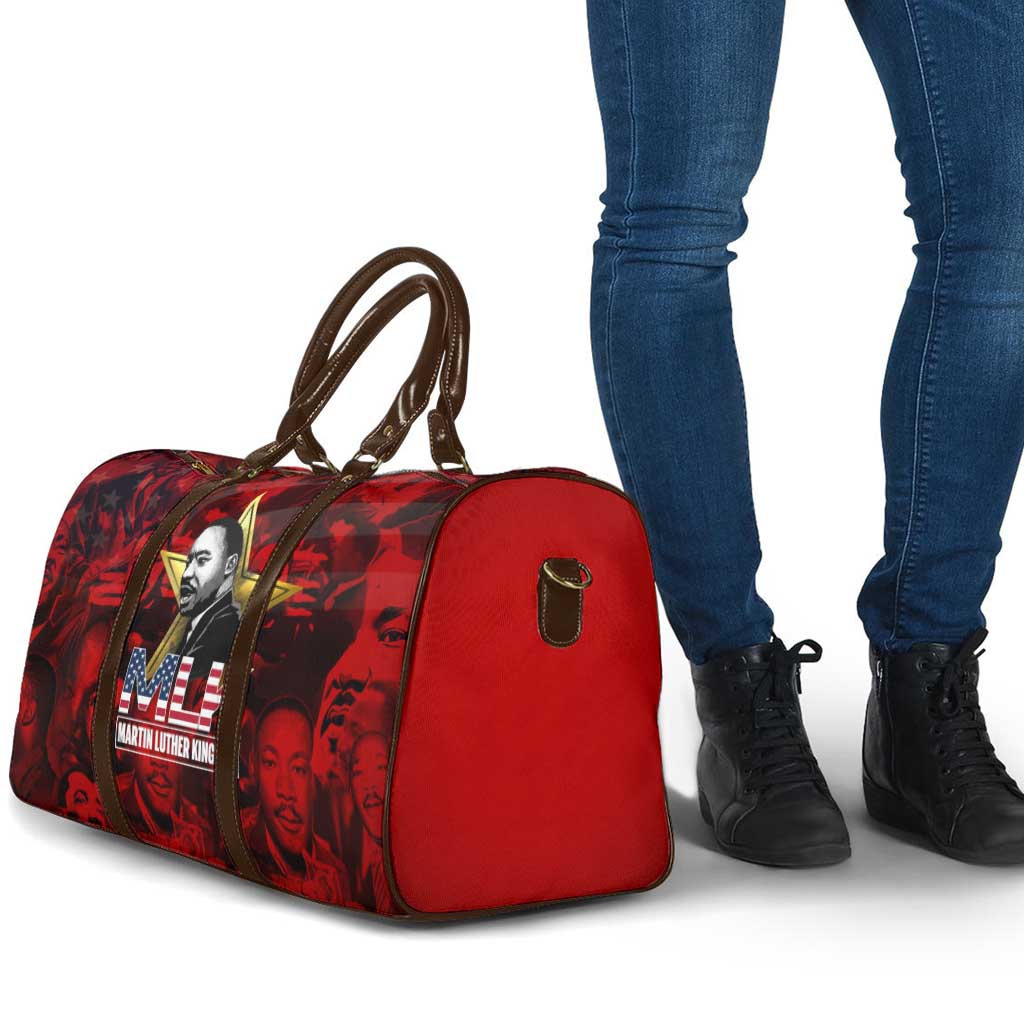 MLK Day Travel Bag Martin Luther King Jr Tribute American Flag Lettering - Wonder Print Shop