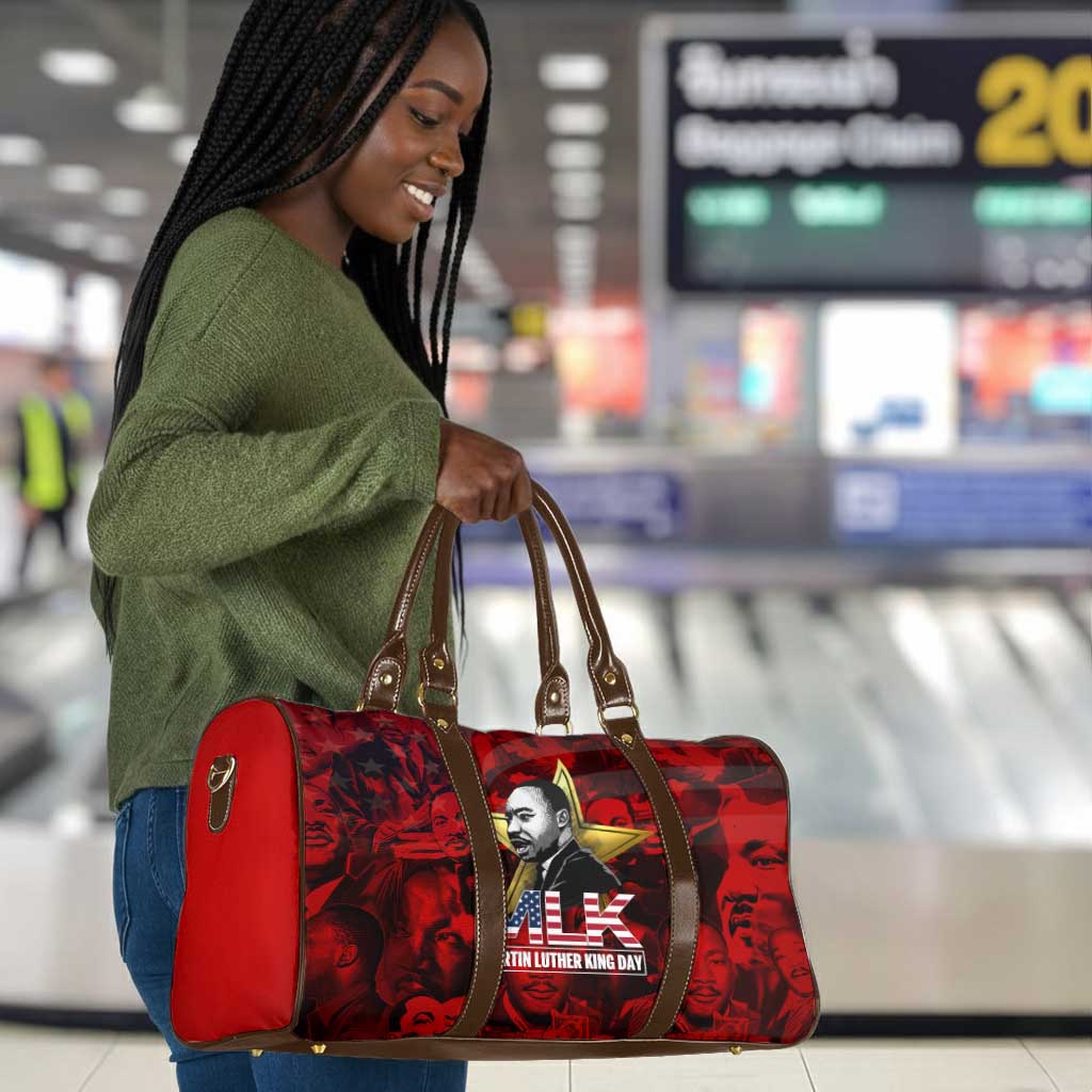 MLK Day Travel Bag Martin Luther King Jr Tribute American Flag Lettering - Wonder Print Shop