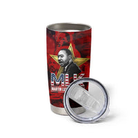 MLK Day Tumbler Cup Martin Luther King Jr Tribute American Flag Lettering - Wonder Print Shop