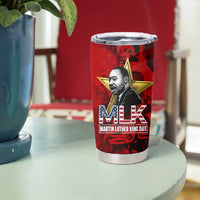 MLK Day Tumbler Cup Martin Luther King Jr Tribute American Flag Lettering - Wonder Print Shop