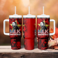 MLK Day Tumbler With Handle Martin Luther King Jr Tribute American Flag Lettering - Wonder Print Shop